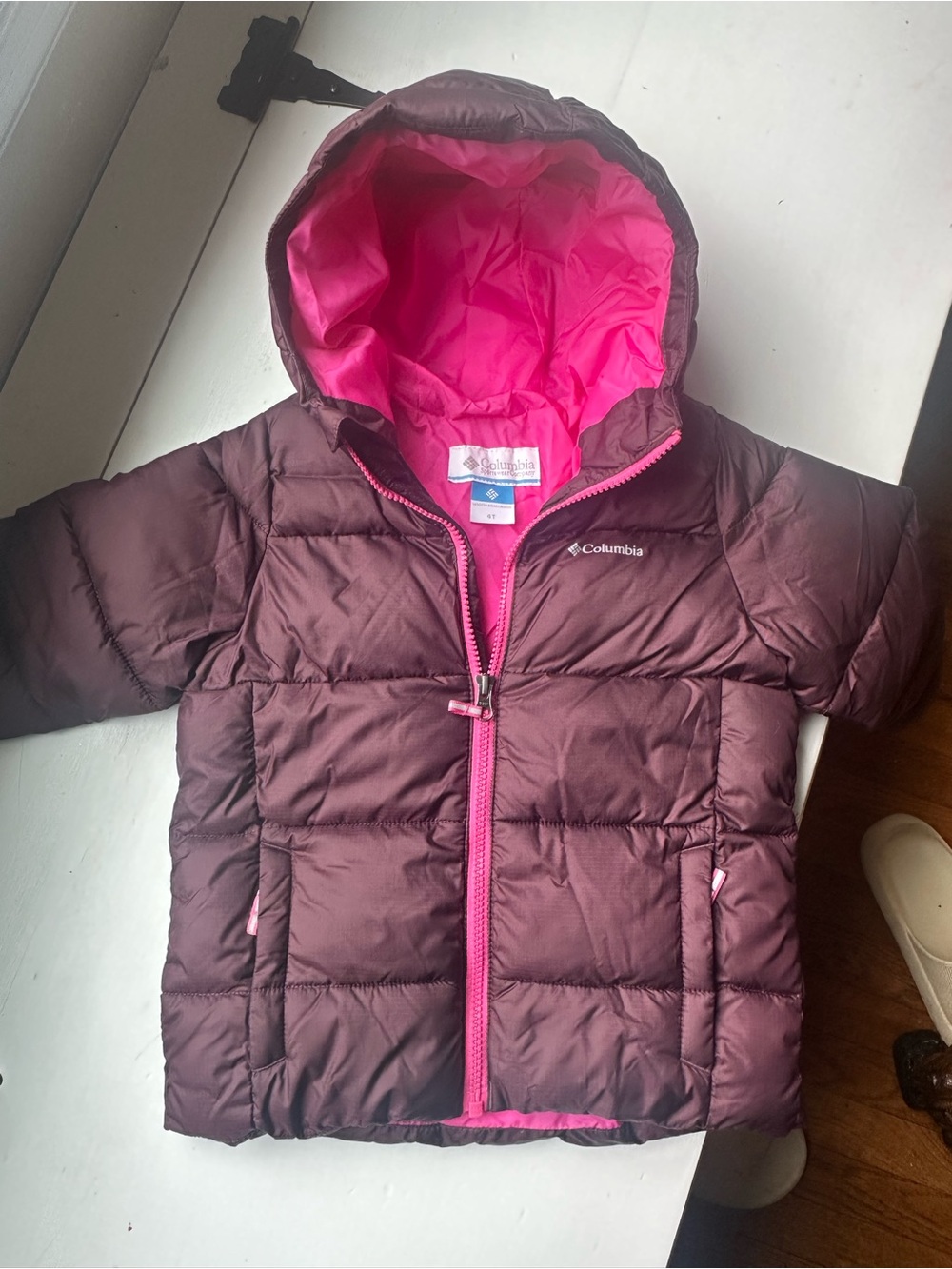 Columbia Brown Jacket with Bright Pink Lining